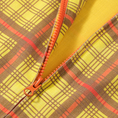 YELLOW LARGE GRID BALACLAVA HALF-ZIP HARDSHELL JACKET