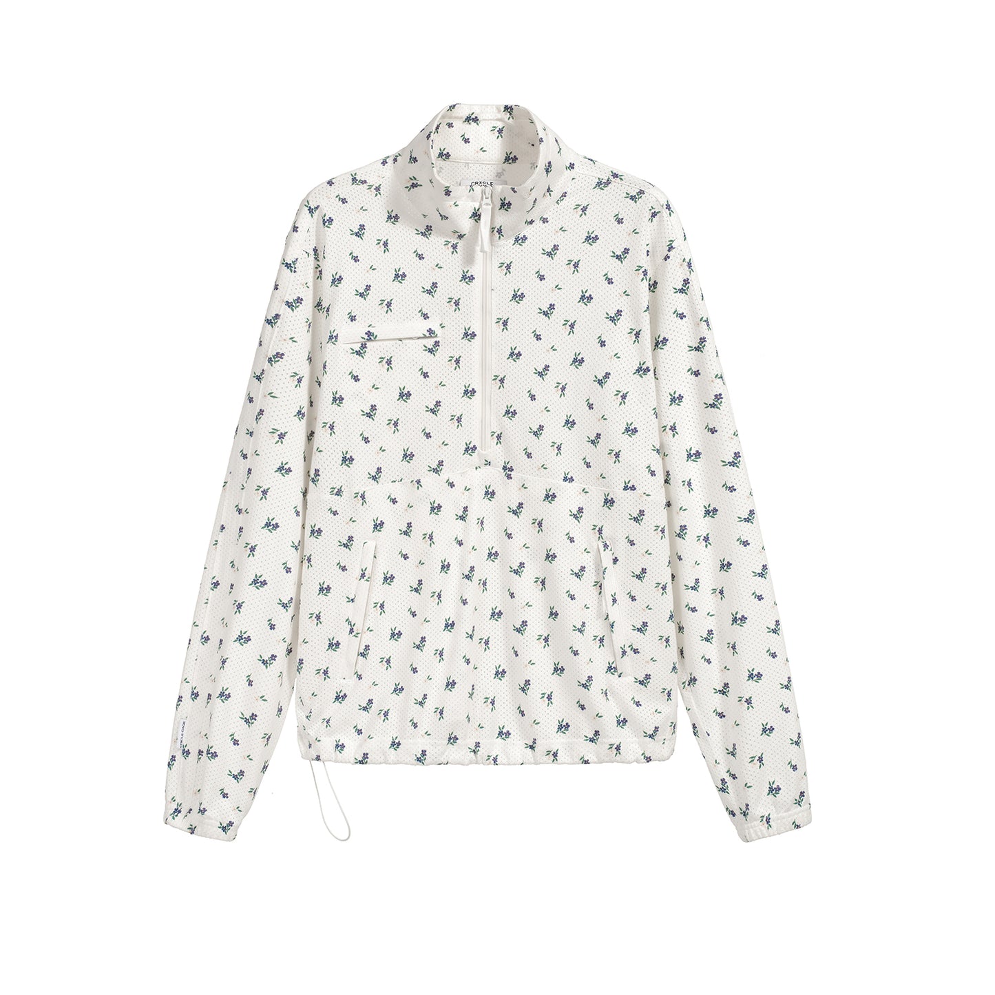 COTTON FLORAL MESH HALF ZIP JACKET