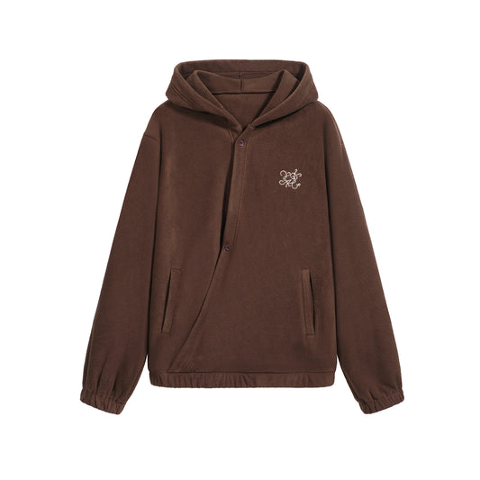 FRAYED COLLAR ETHNIC NOMADIC STYLE CARDIGAN HOODIE