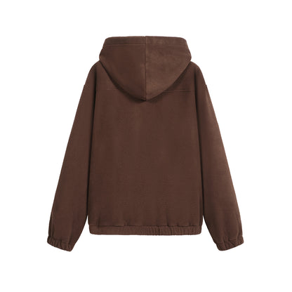 FRAYED COLLAR ETHNIC NOMADIC STYLE CARDIGAN HOODIE