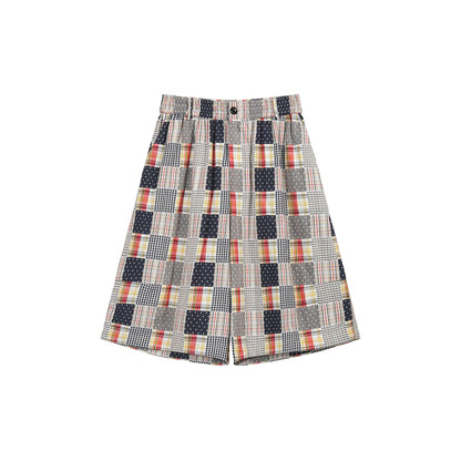 PATCHWORK PLAID SHORTS