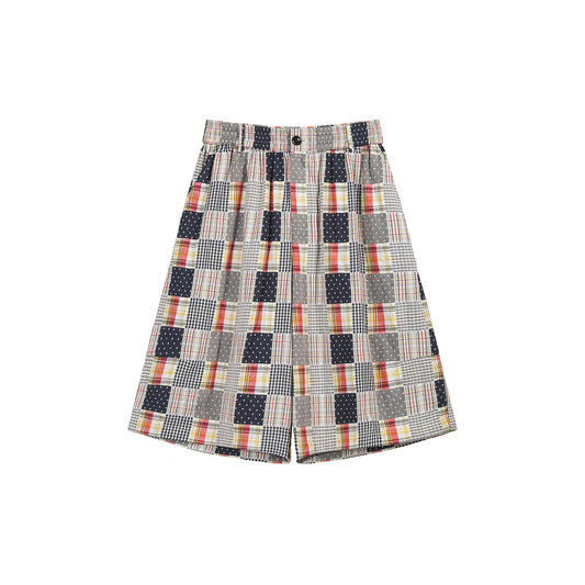 PATCHWORK PLAID SHORTS