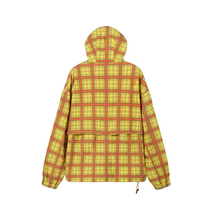 YELLOW LARGE GRID BALACLAVA HALF-ZIP HARDSHELL JACKET