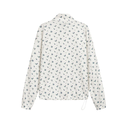 COTTON FLORAL MESH HALF ZIP JACKET