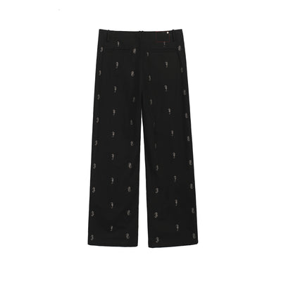 SEAHORSE EMBROIDERED STRAIGHT LEG PANTS