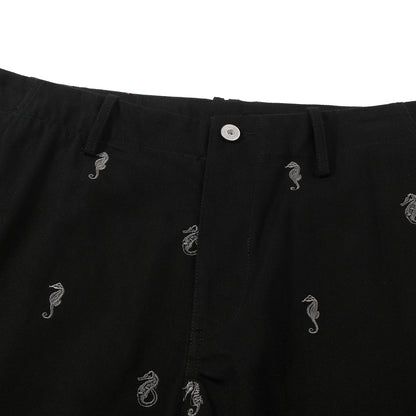 SEAHORSE EMBROIDERED STRAIGHT LEG PANTS