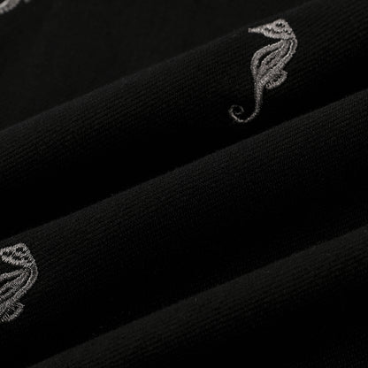 SEAHORSE EMBROIDERED STRAIGHT LEG PANTS